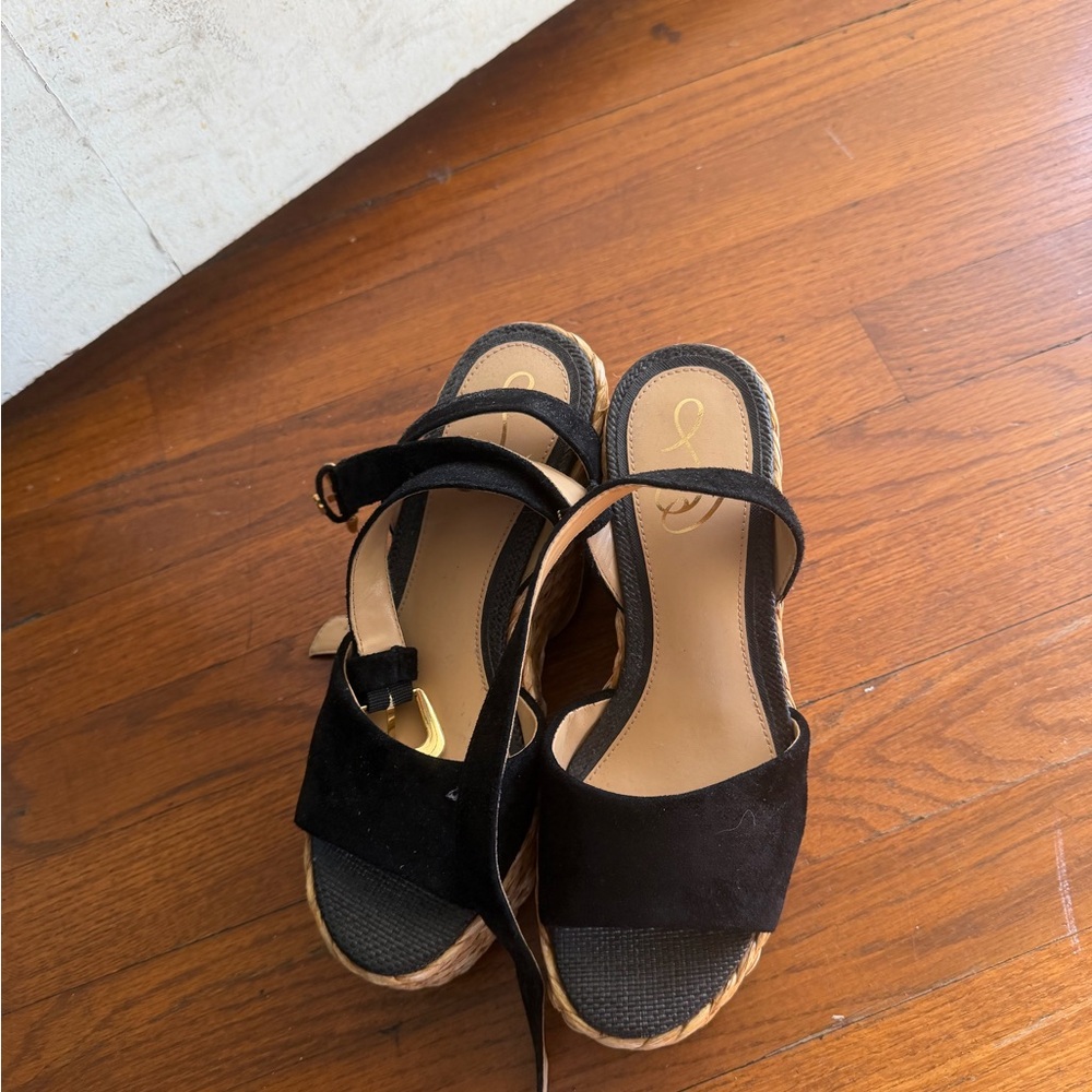 Sam Edelman Black Wedge Sandals